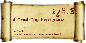Örmény Benignusz névjegykártya